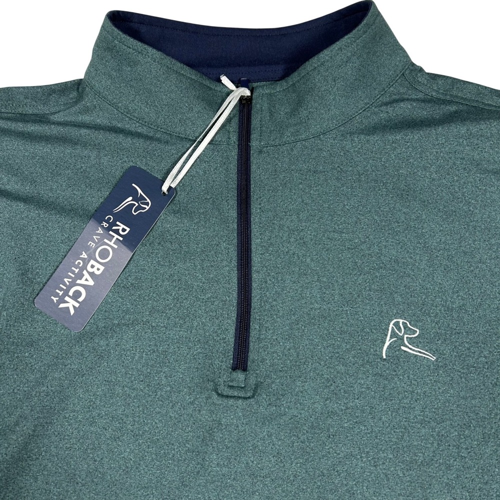 Rhoback Men’s Quarter-Zip Sweater in Teal with Navy Trim